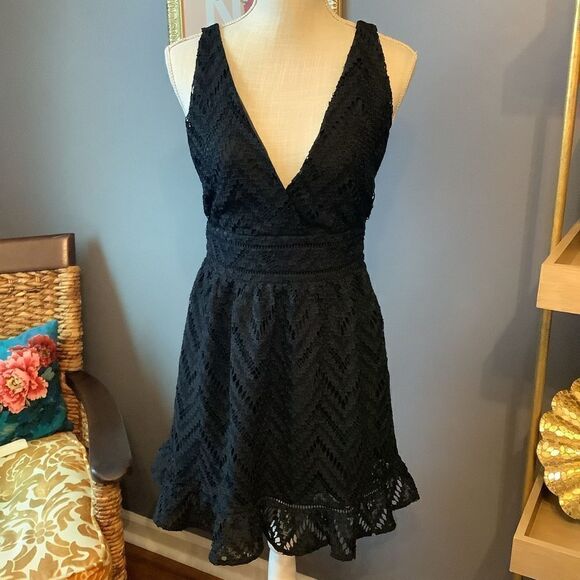 Sugar + Lips Black Eyelet Lace Dress 👗 - Picture 1 of 7